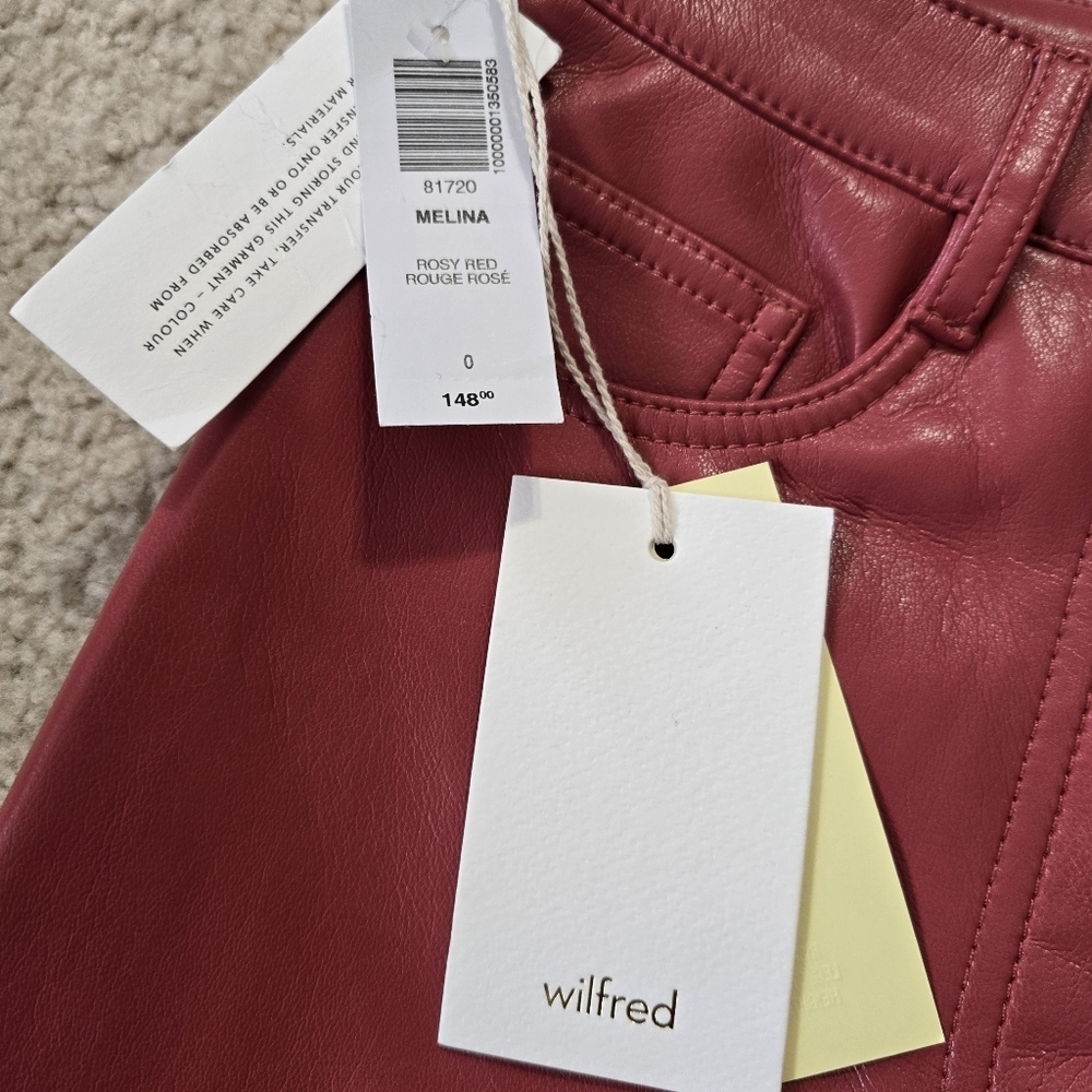 NWT Aritzia Wilfred The Melina Pant Vegan Leather - Rosy Red- SOLD OUT - Picture 5 of 12